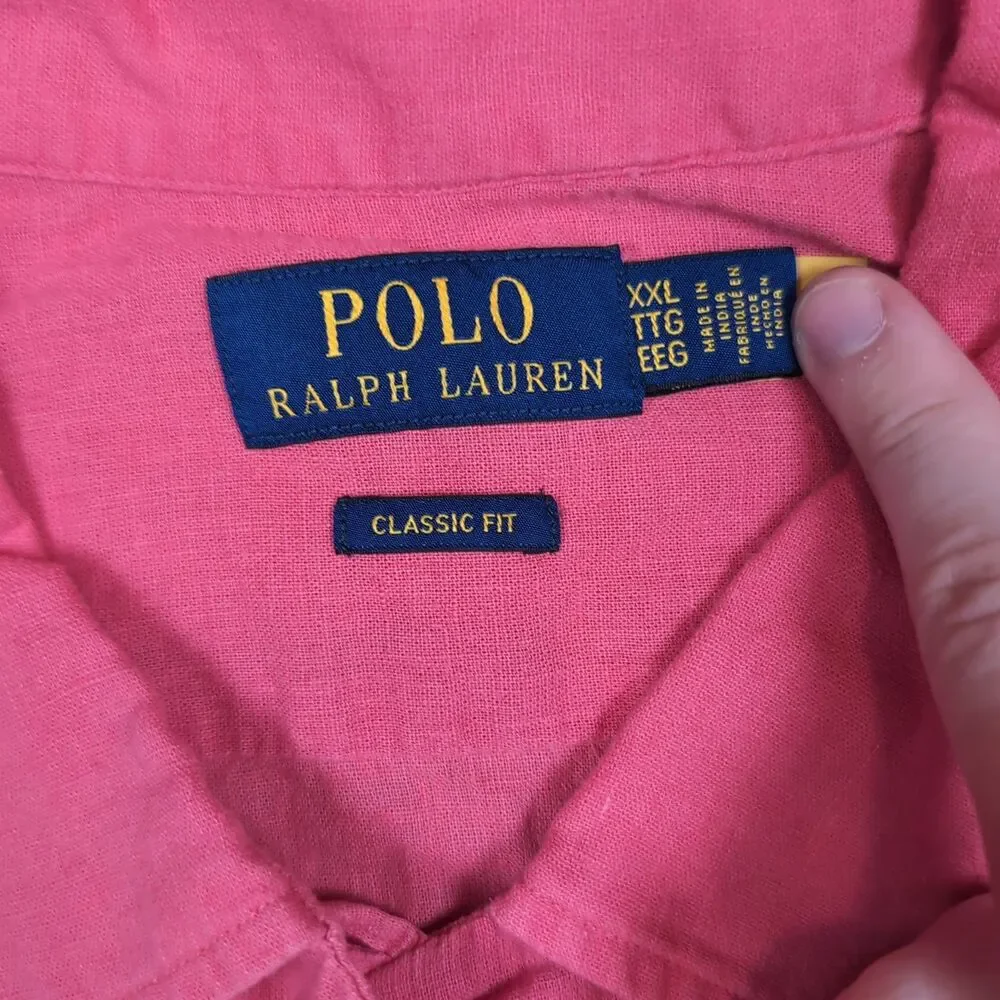 Polo Ralph Lauren Linen Blend Classic Fit Sport Shirt Mens XXL Red NWT NEW